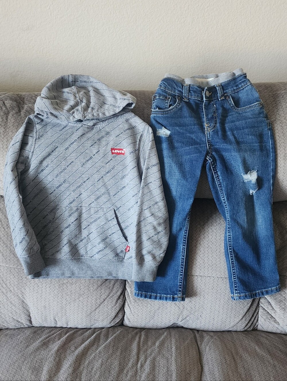 Levi's Gray Hoodie and Blue Jeans Set